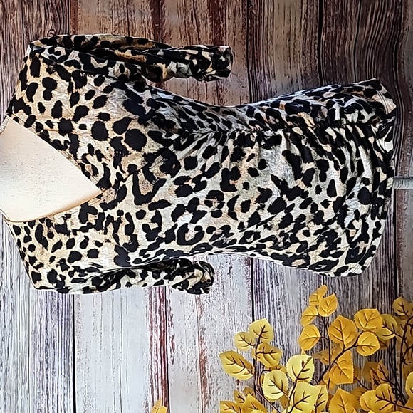 Style & Co. Tops - NEW STYLE & CO LEOPARD PRINT 3/4 GATHERED SLEEVE PULLOVER TOP BLOUSE